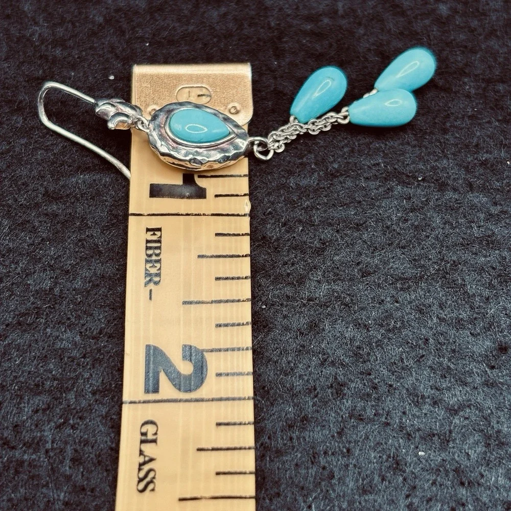 925 Sterling Silver Turquoise Dangle Earrings Floral Teardrop Boho Southwest